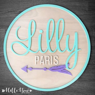 layered name sign plywood and acrylic name sign