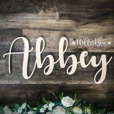 large wooden laser cut personalised children's bedroom decor wall door script name Australian Made