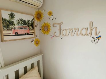 retro vintage childs large bedroom name sign laser cut plywood personalised wall decor