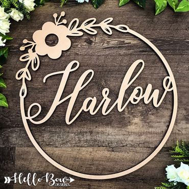 Girls floral name sign bithday home decor bedroom sign