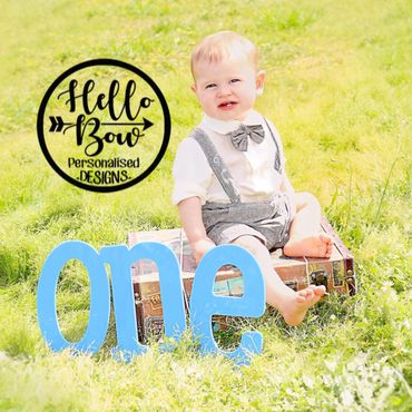One 1st birthday photo shoot cake smash prop acrylic laser cut letters personalised signs