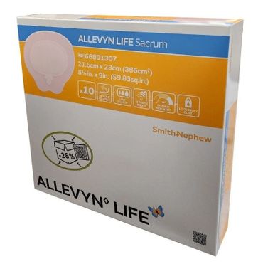 Box of ALLEVYN LIFE Sacrum wound dressings by Smith & Nephew.
