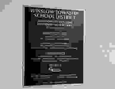 We installed this custom cast bronze dedication plaque for Winslow Township High School.