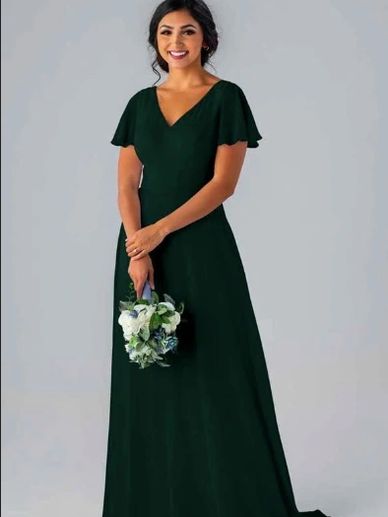 hunter green bridesmaid dress with sleeves