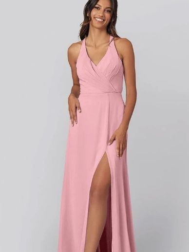 pink halter top bridesmaid dress