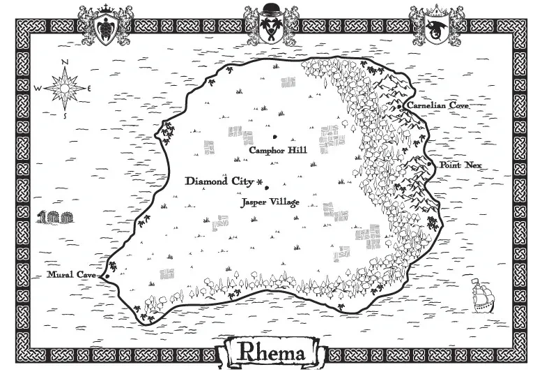Map of Rhema, a kingdom in the realm of Tyrizah from The Epic of Marindel