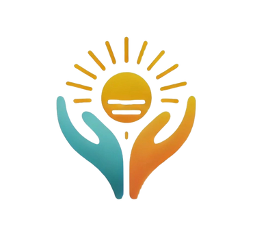Business logo of two hands holding the sun together.