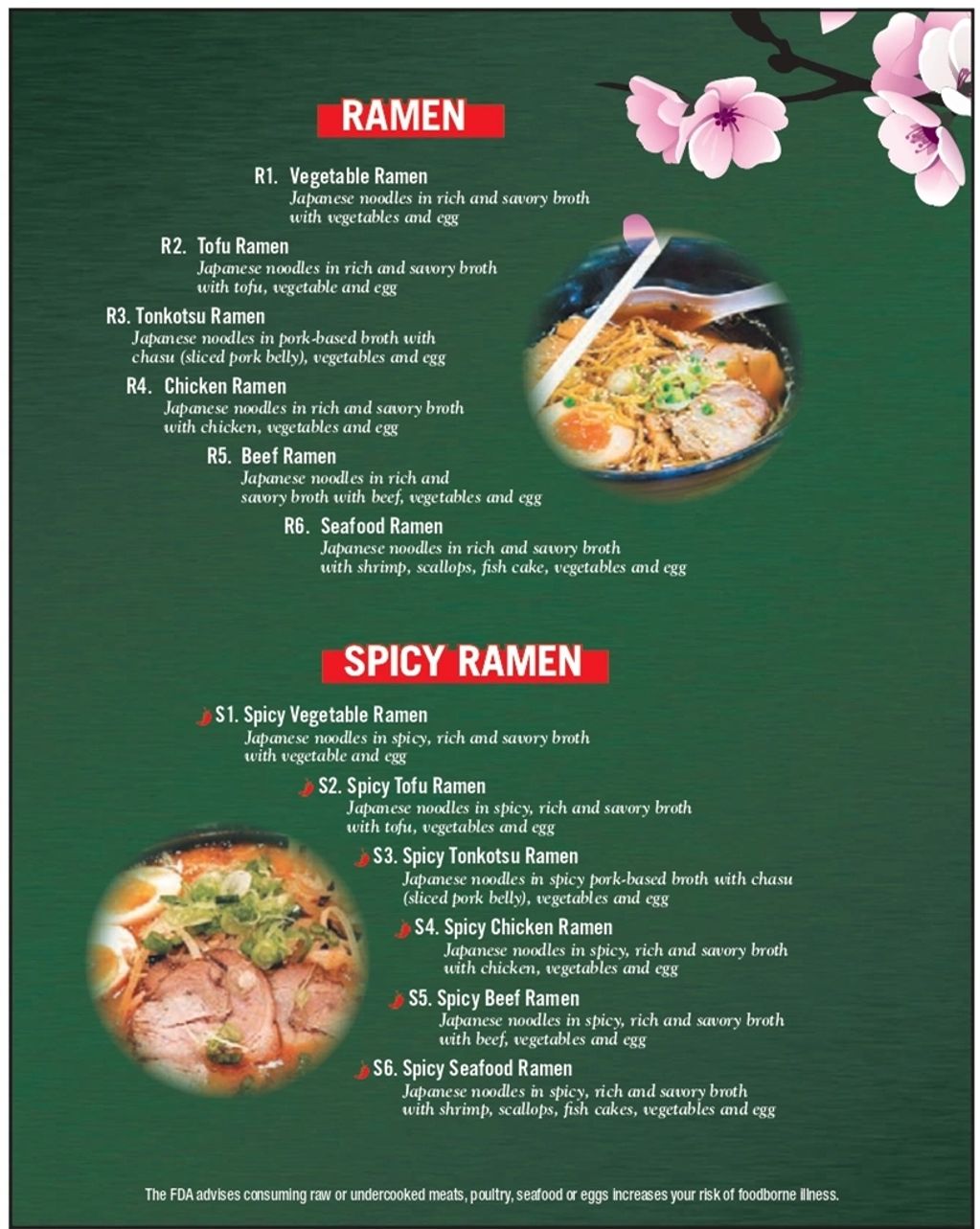 Dinner Selections: Ramen, Spicy Ramen