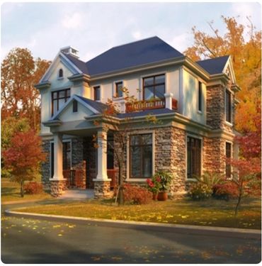 Craftsman custom home with ledgestone,and stucco with black hip roof built in Galloway NJ
