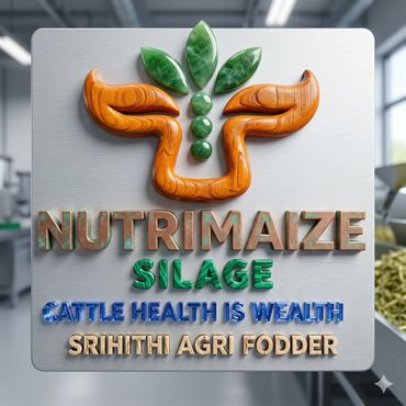 3D logo and text for Nutrimaize Silage and cattle health.