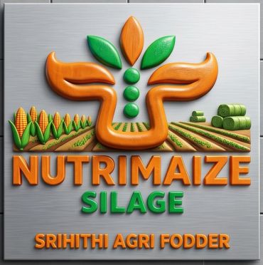 Logo for Nutrimaze Silage by Srihithi Agri Fodder with agricultural elements.