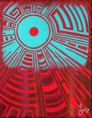Turquoise Sun - Acrylic on Canvas 8"x 10"