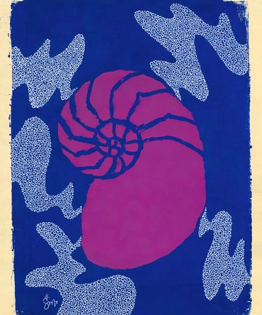 Venus - Block Print & White Ink on Toned Paper 12" x 18"