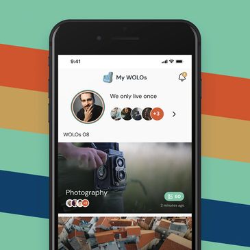 A mockup of WOLO: We only live once, a new distraction free social media and photo sharing app