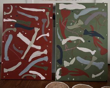 ALL THESE SHELL FLOWER WORKS ARE MADE WITH FARROW & BALL PAINT COLORS