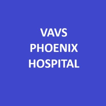 White text reading 'VAVS PHOENIX HOSPITAL' on a blue background.