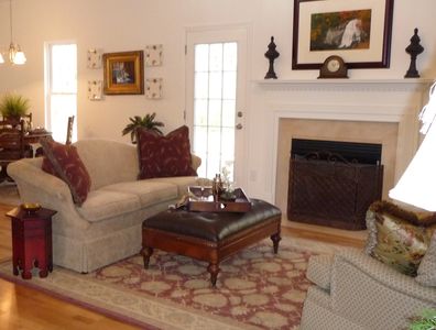 Gas log fireplace in great room