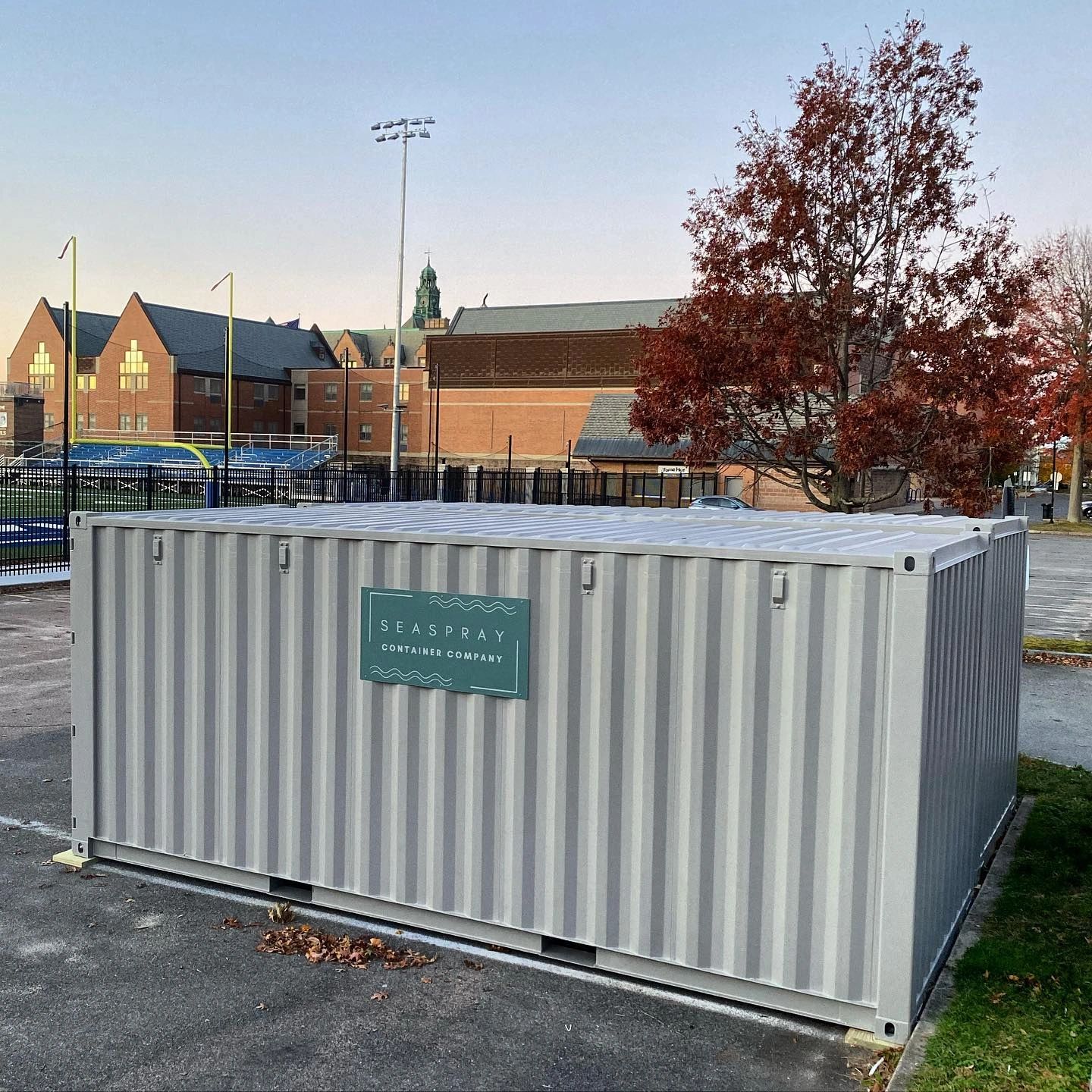 <img alt= "photo of two 20 foot containers side by side in front of high school" src="hq.jpg">