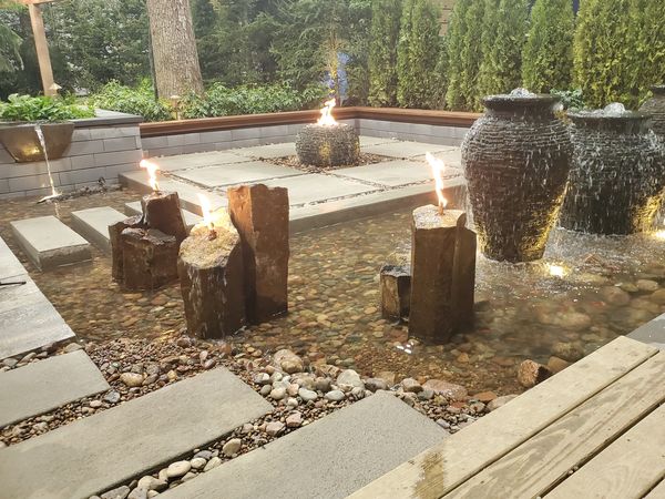 Modern outdoor living, adding the sounds of water to your patio to sit back and relax!