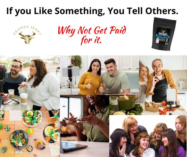 People sharing food experiences and getting paid for promoting Gehrke Jerky.