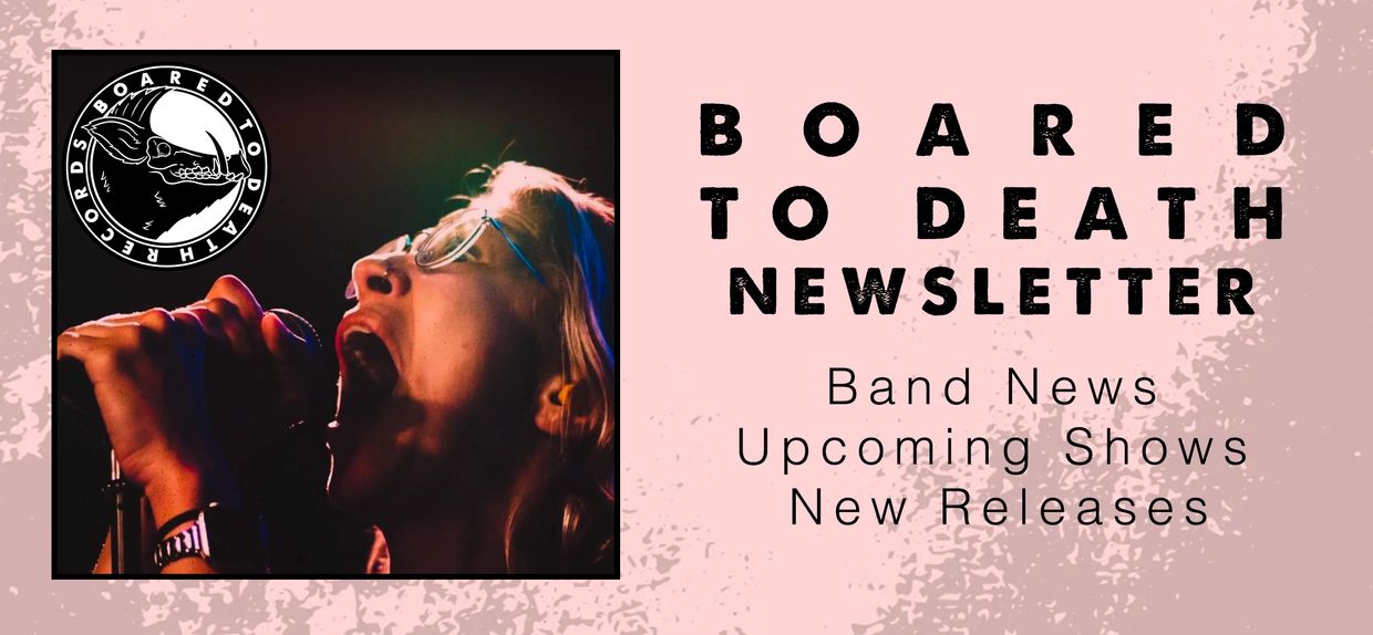 Brooke from Alcantara singing live, on the cover of Boared to Death Newsletter Issue 01