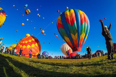Hot air balloons ascending