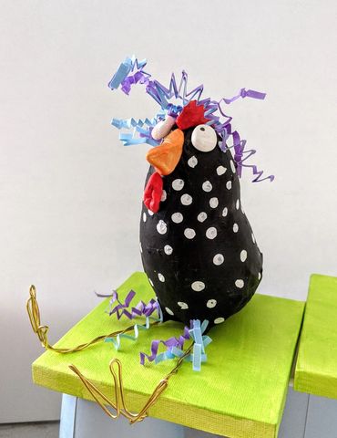 Paper mache, mixed media art