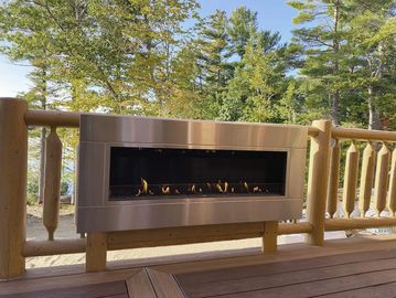 Solas exterior gas units can be mounted on siding, decking or masonry . Available with optional medi