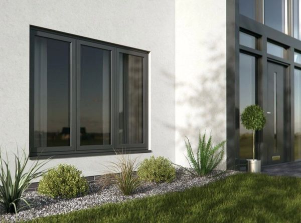 uPVc Flush Sash Windows in grey