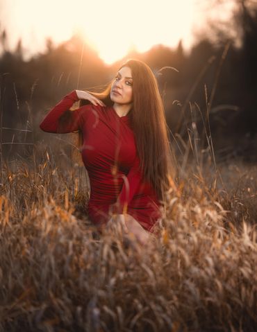 A luxurious photograph captures a woman at Deer Lake, Vancouver.