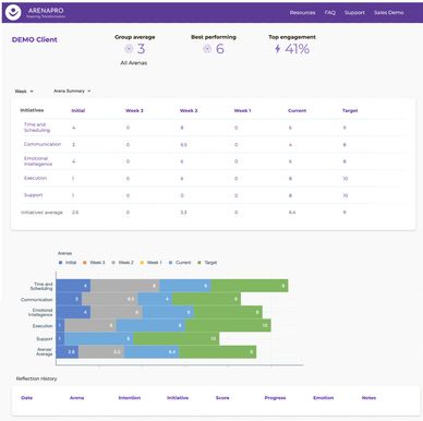 ArenaProTeam or Group  view Dahsboard Sample