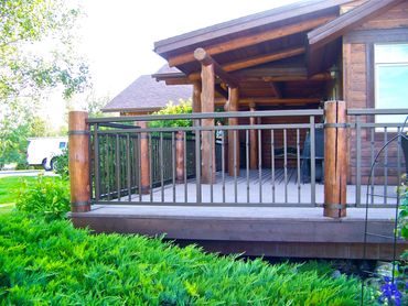 custom exterior deck rail with wood posts