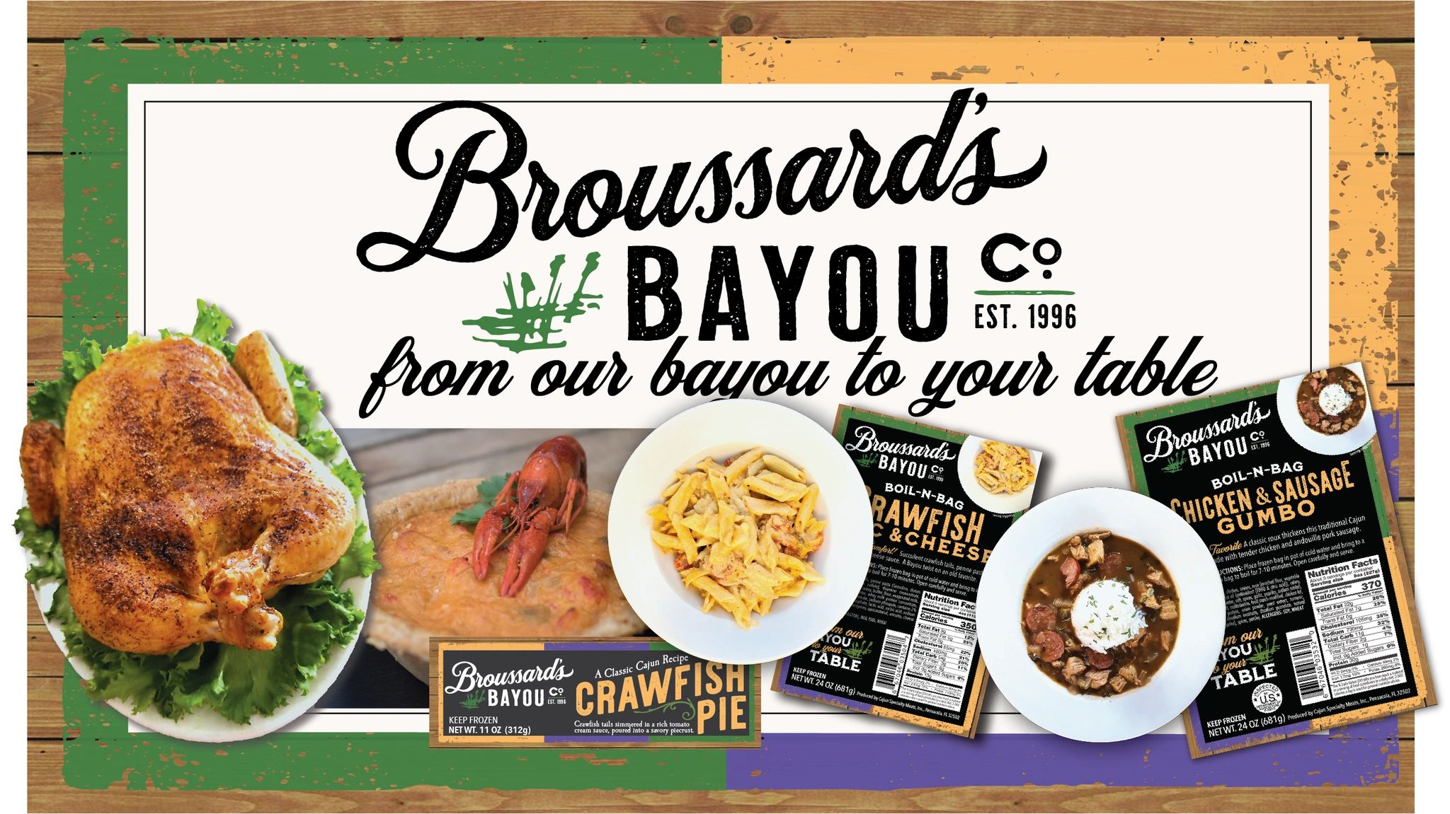 Broussard's Bayou Co. Cajun dishes from their bayou to your table.