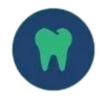 Green tooth icon on a blue circular background.
