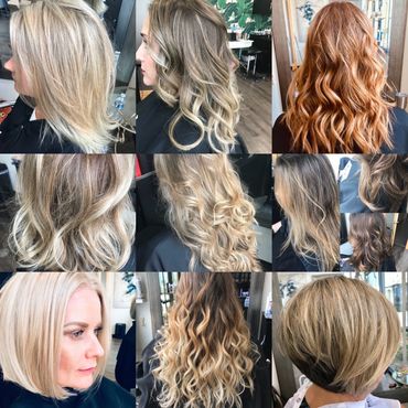 Blonde balayage, Blonde highlights, red hair, textured bob, lived in color