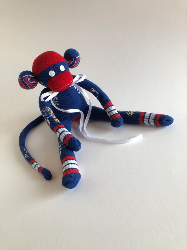 Red and Blue Sport Team Sock Monkey