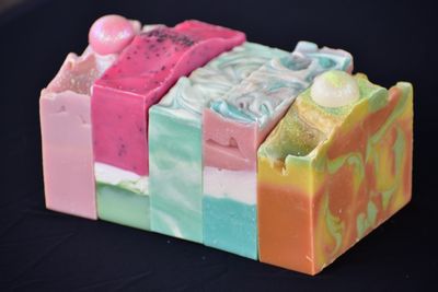 row of handmade soaps
