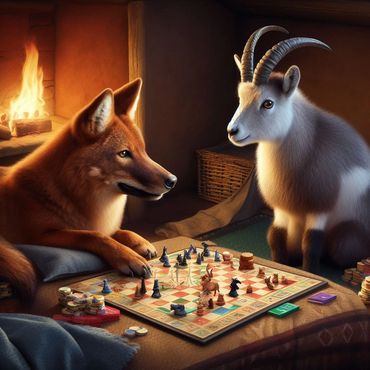 My brother and I playing a board game that we made up!