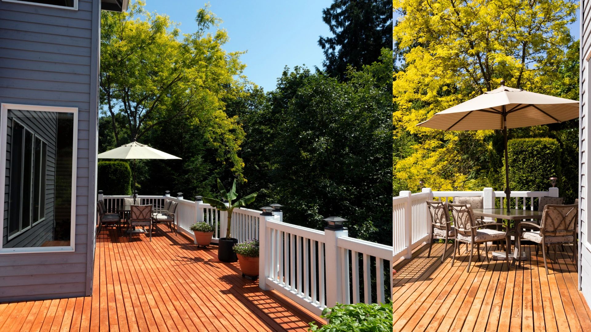 Luxury decks outdoors with fencing and patio