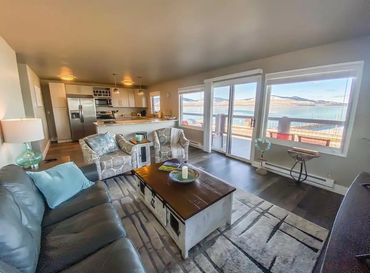 mountain and lake view from living room