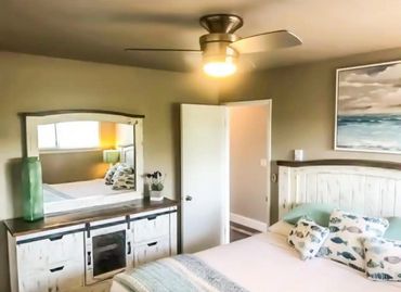 pastel colored bedroom