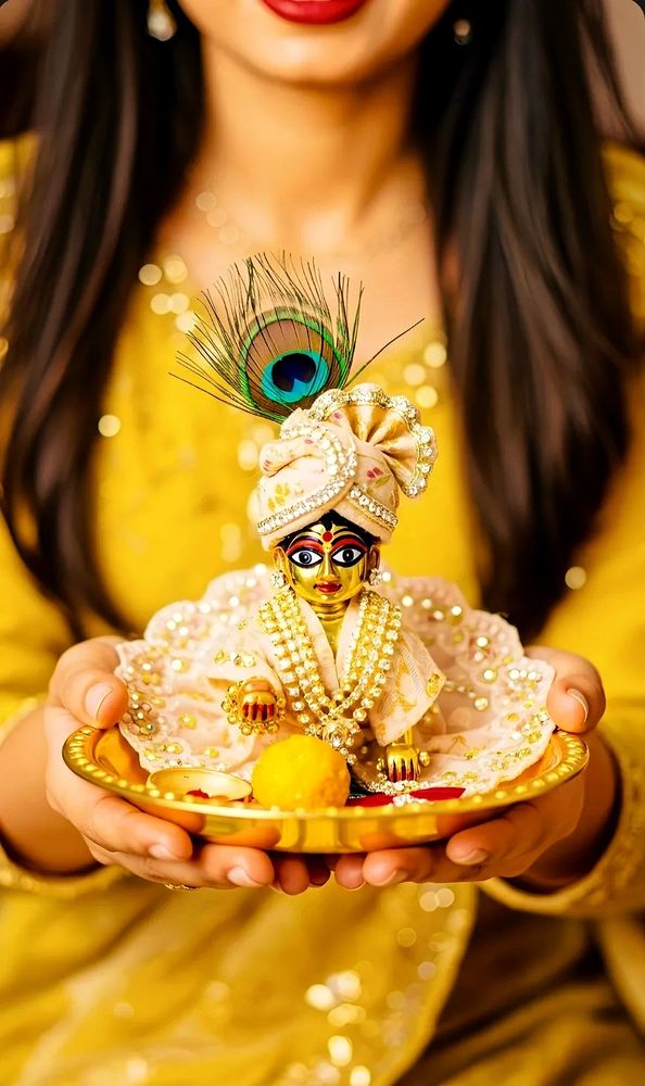 "Adorn your Laddu Gopal with jewellery and intricate traditional attire for festive puja rituals."