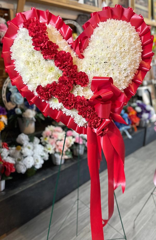 Broken heart standing spray