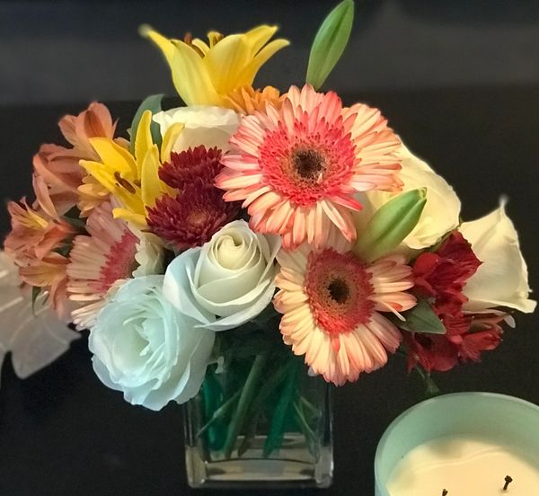 Small cube vase centerpieces