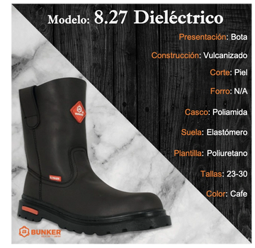 Bota dieléctrica con casco de poliamida color Cafe BUNKER - VM industrial