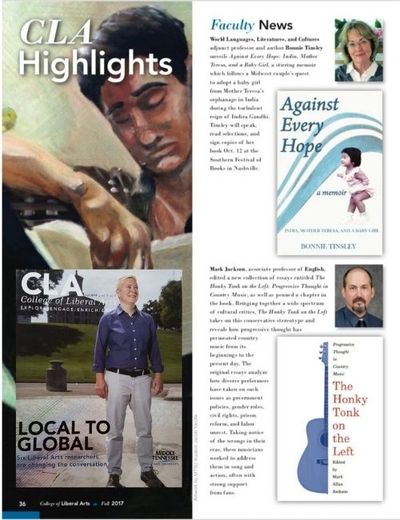 Against Every Hope, written by Bonnie Tinsley, was highlighted in the Fall 2018 issue of the College