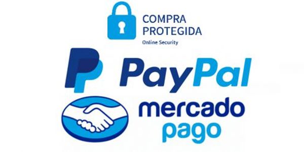 Tu compra es segura en nuestro sitio protegido por SSL, PayPal y Mercado pago 