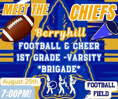Flyer for Meet the Chiefs football and cheer event.