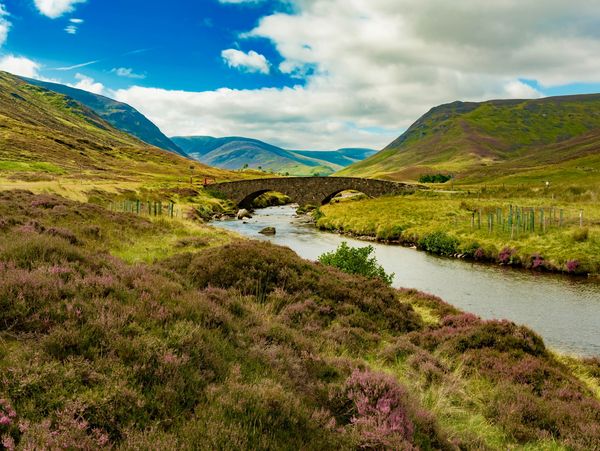 River with old bridge in Cairngorms National Park