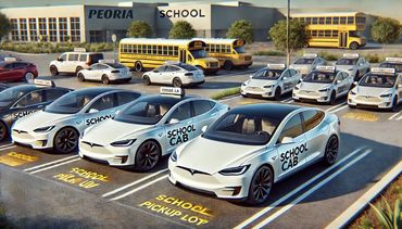 School Cab cars parked in the parking lot of Peoria, Glendale, Phoenix.